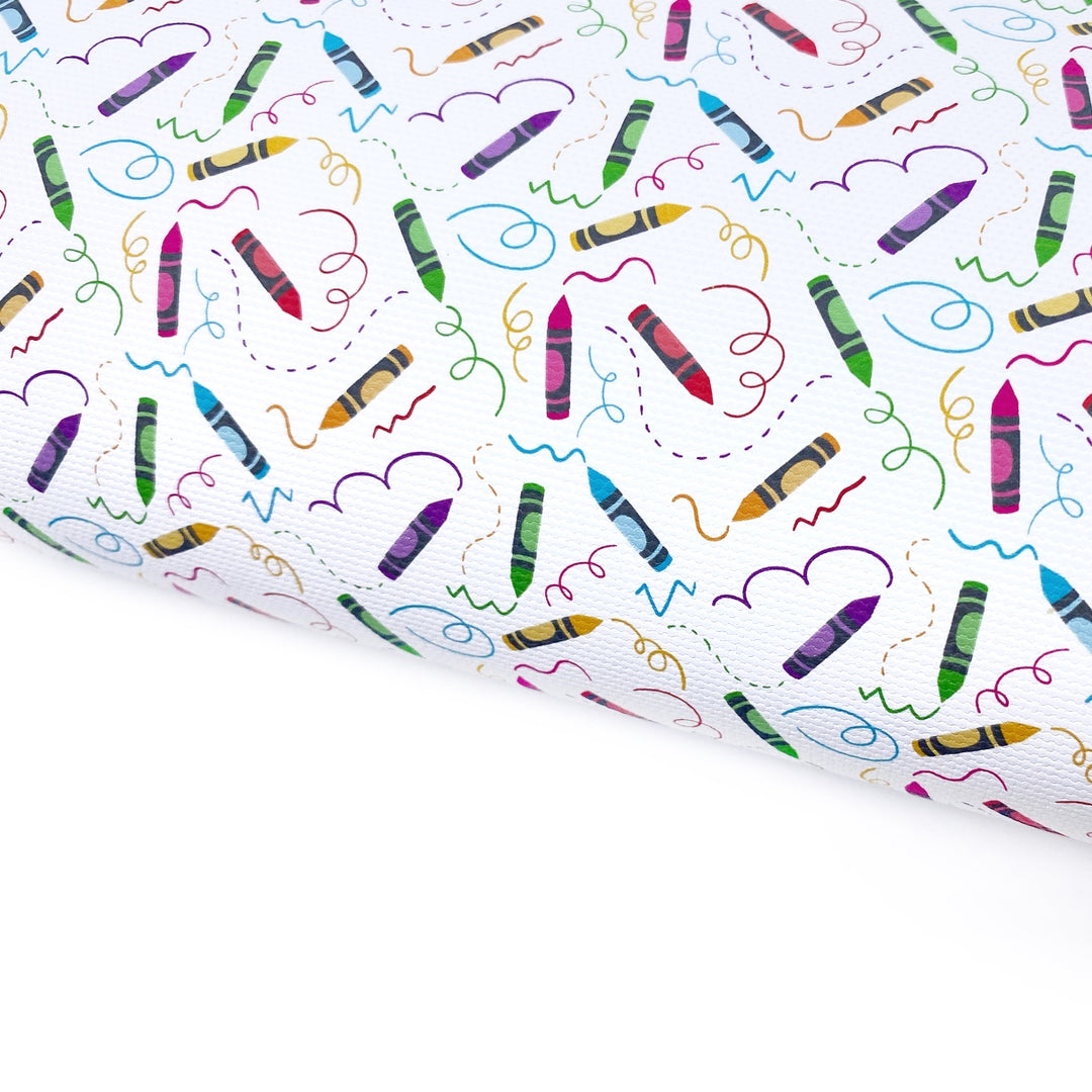 Crayon Doodles Lux Premium Printed Bow Fabric