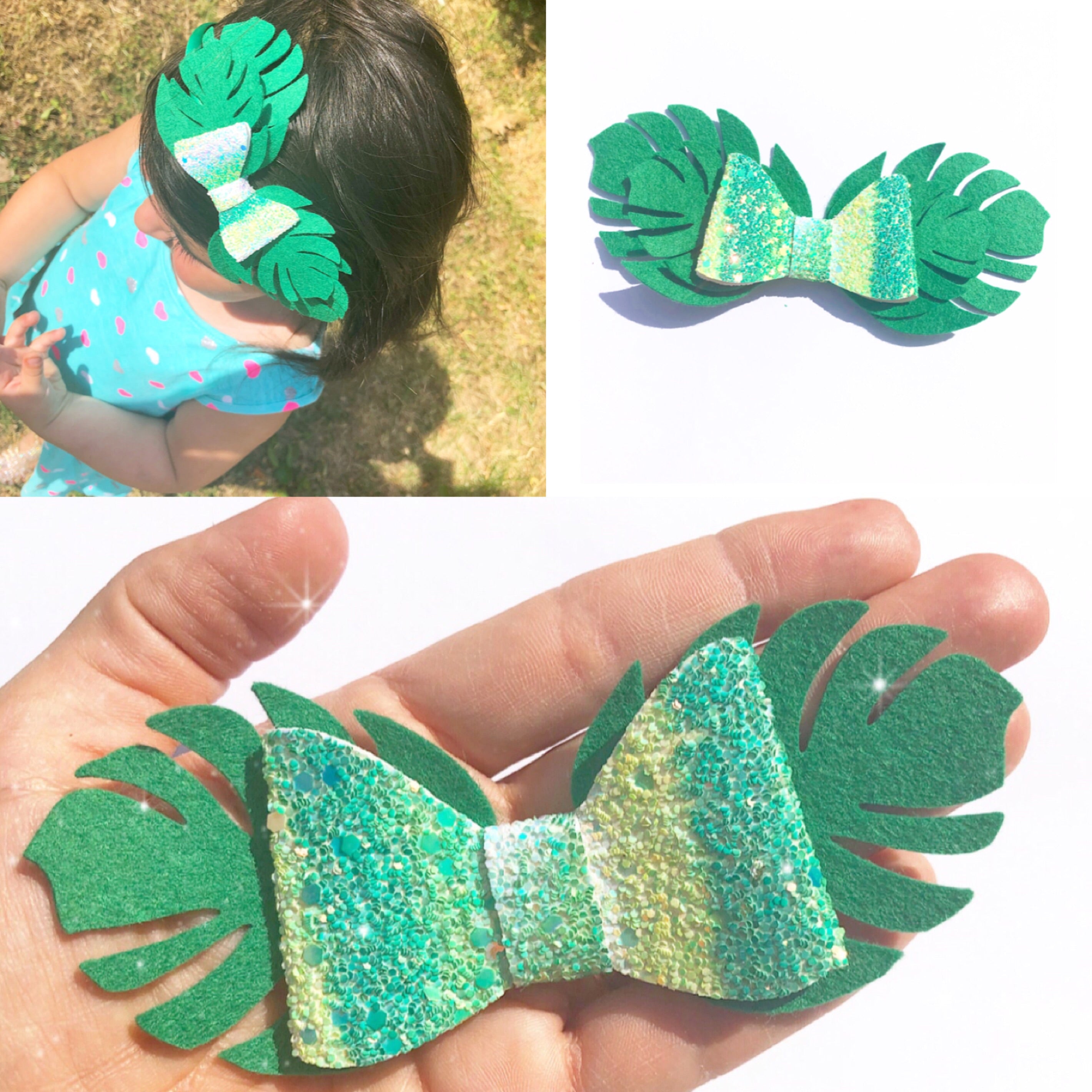 Tropical Leaf Pinch Bow Template