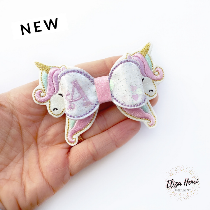 New 2-in-1 Bow Toppers & Bow Tails- Unicorn Twin Sisters Bow Felties