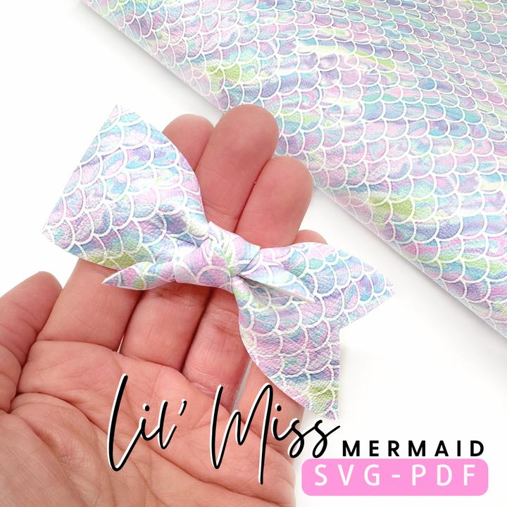 Exclusive Lil’ Miss Mermaid Pinch Hair Bow SVG- 2 SIZES 3.5'' & 4.5''