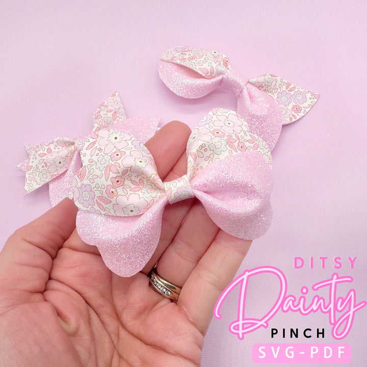 Exclusive Ditsy Dainty Pinch Bow Set 3.5'' SVG/PDF