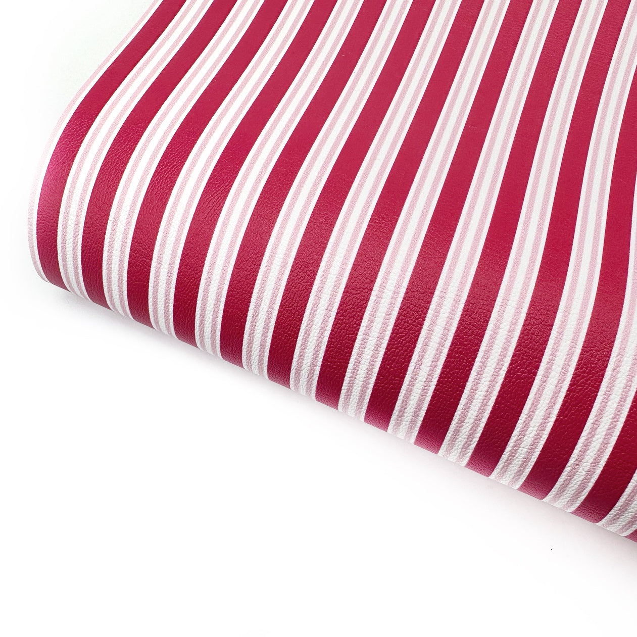 Pink & Red Candy Stripe Dino Co-ord Premium Faux Leather Fabric Sheets