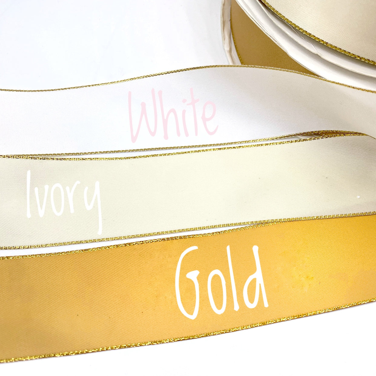 Luxury Sparkle Gold Edged Satin Ribbon 1.5''