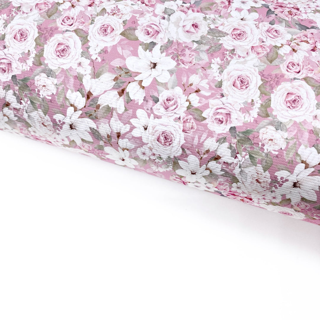 Dusky Delicate Roses Lux Premium Printed Bow Fabric