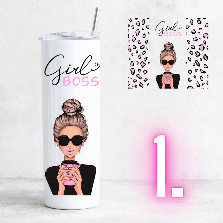 Ultimate Girl Boss Skinny Tumbler Vinyl Wrap 20oz