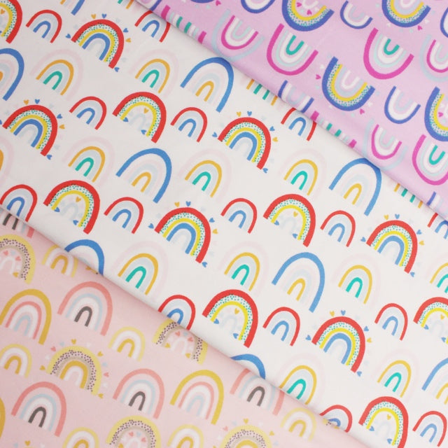 White Rainbow Doodles Cotton Jersey