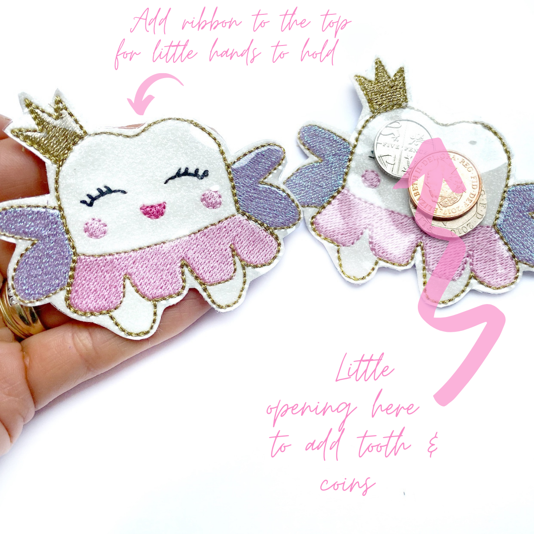 Embroidered Tooth Fairy Tooth/Coin Pocket Pouch
