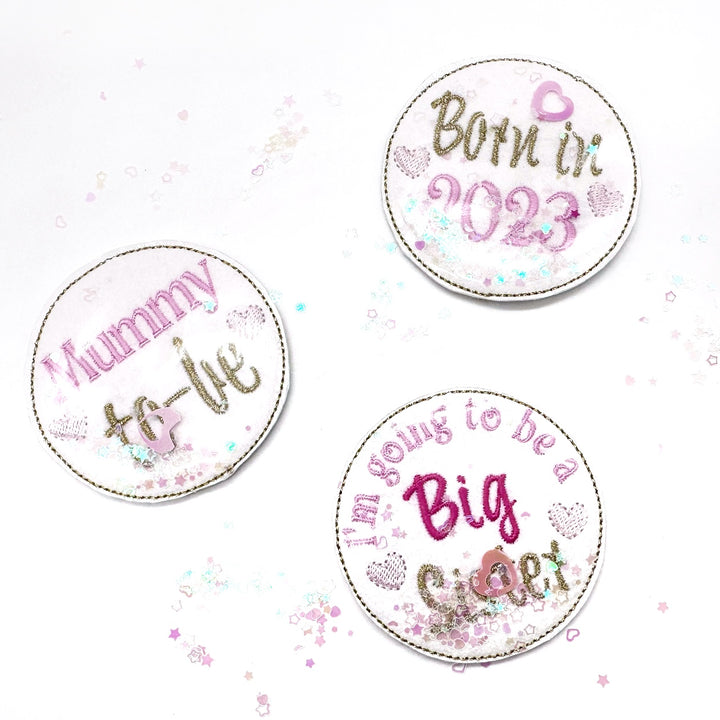 Exclusive EHC Baby Announcement Badges Shaker Felties