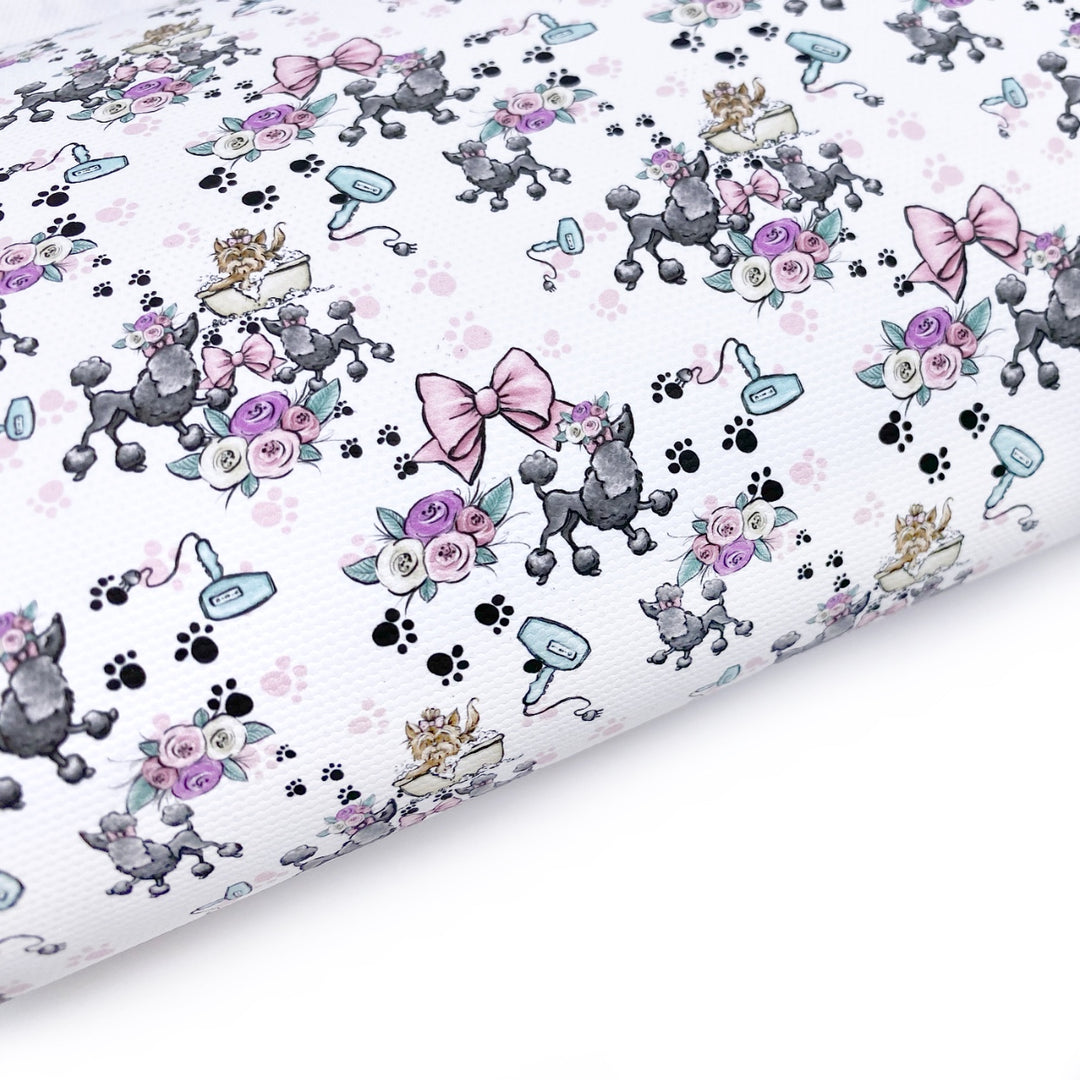 Puppy Bath Time Lux Premium Canvas Bow Fabrics