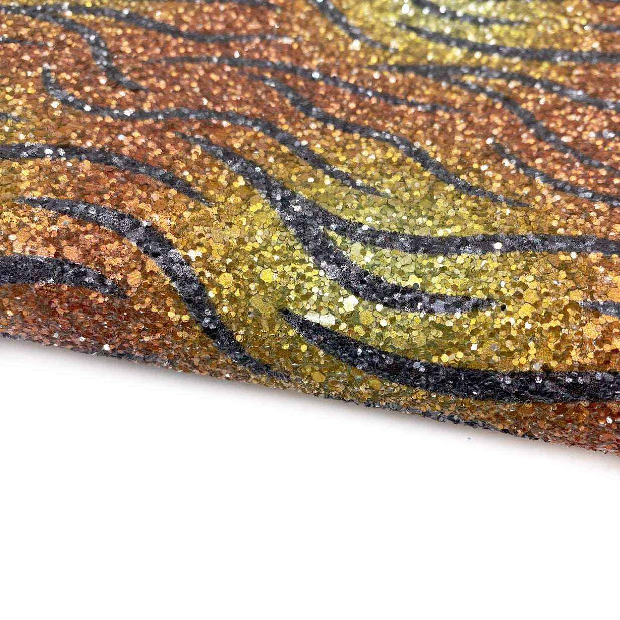 Tiger Stripes Printed Lux Premium Chunky Glitter Fabric
