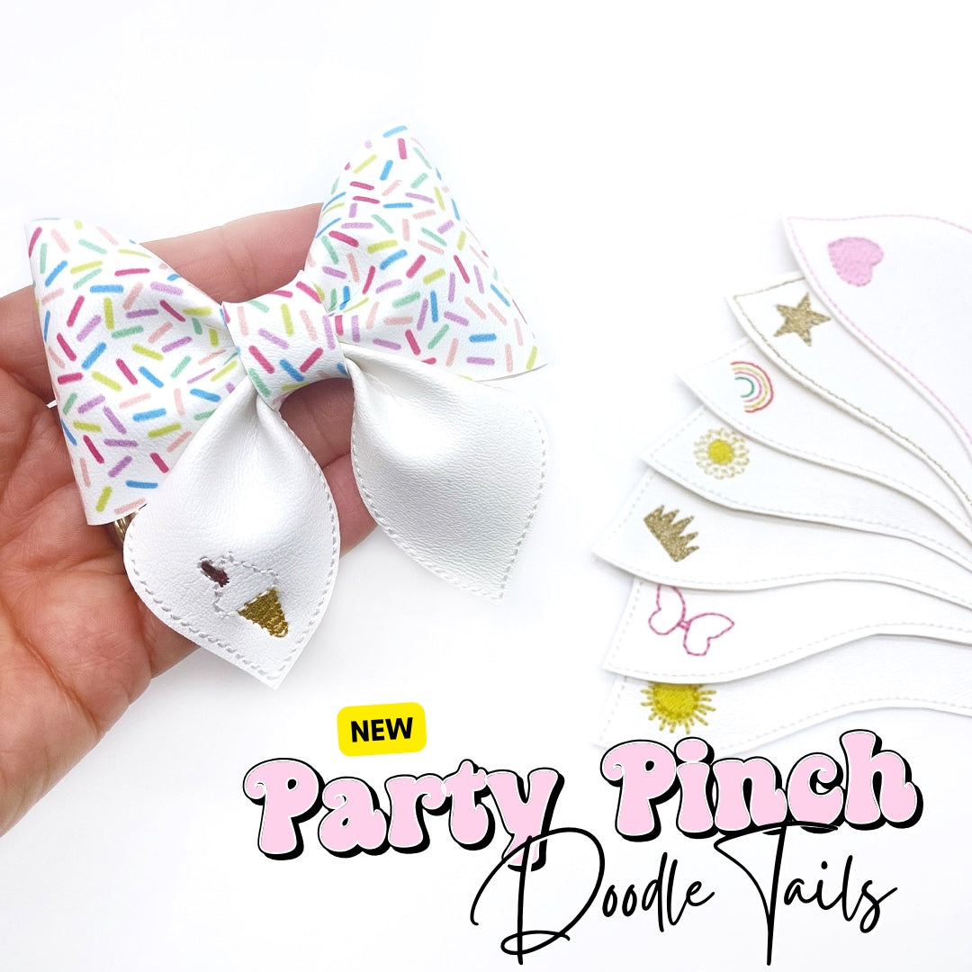 EH Party Pinch Faux Leather Doodle Tails- DIY Bow Tails 3.5”