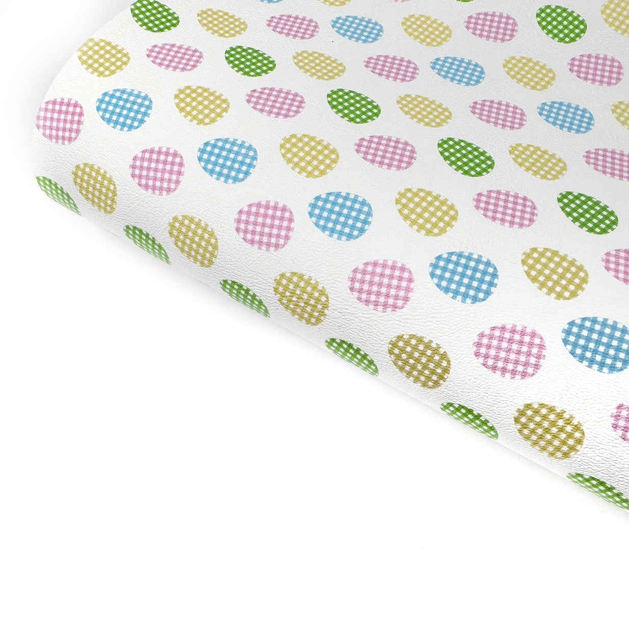 Gingham Easter Eggs Premium Faux Leather Fabric Sheets