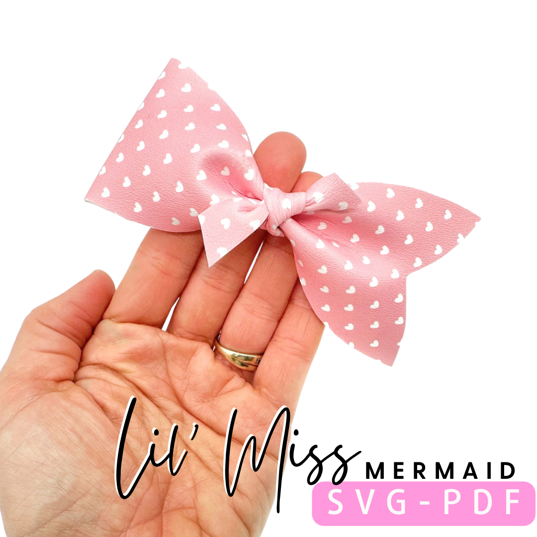 Exclusive Lil’ Miss Mermaid Pinch Hair Bow SVG- 2 SIZES 3.5'' & 4.5''