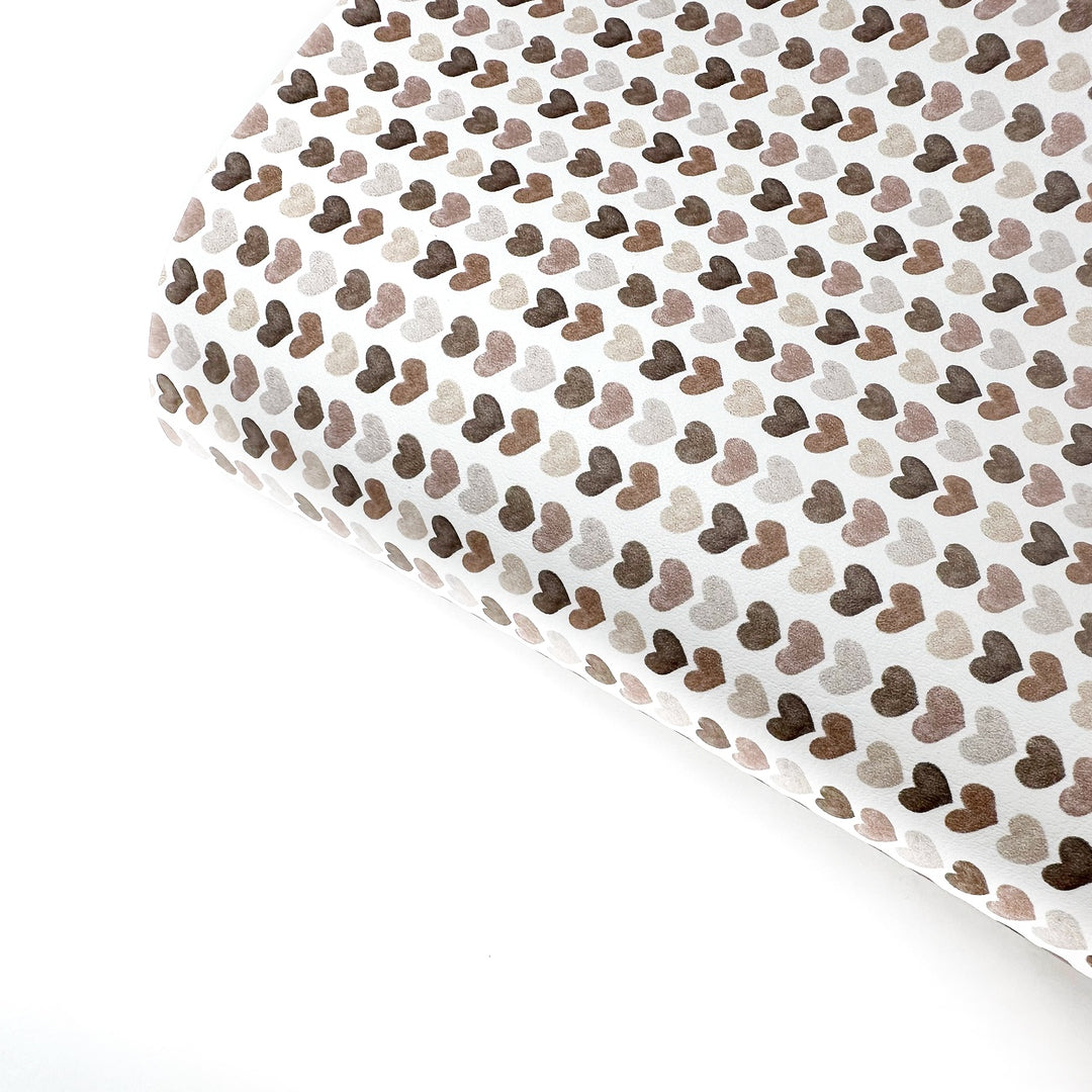 Chocolate Truffle Hearts Premium Faux Leather Fabric Sheets