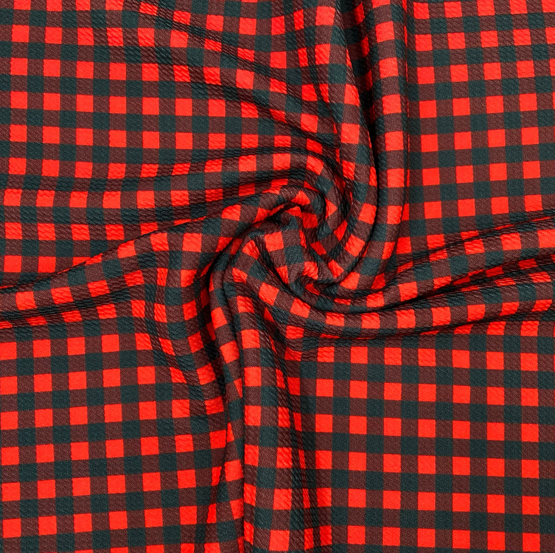 Red & Black Buffalo Plaid Premium Print Bullet Fabric