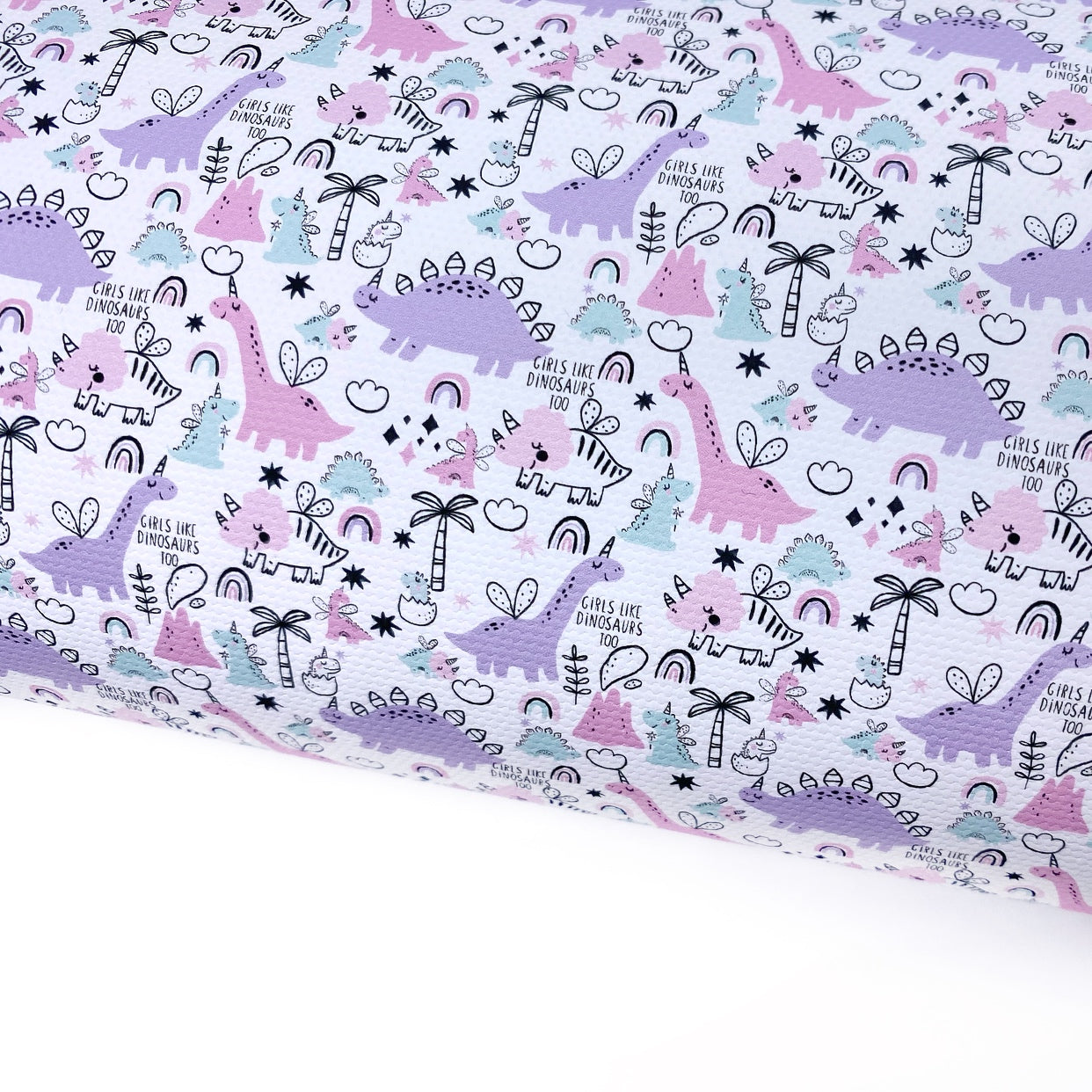 Fairy Dinosaur doodle Lux Premium Canvas Bow Fabrics