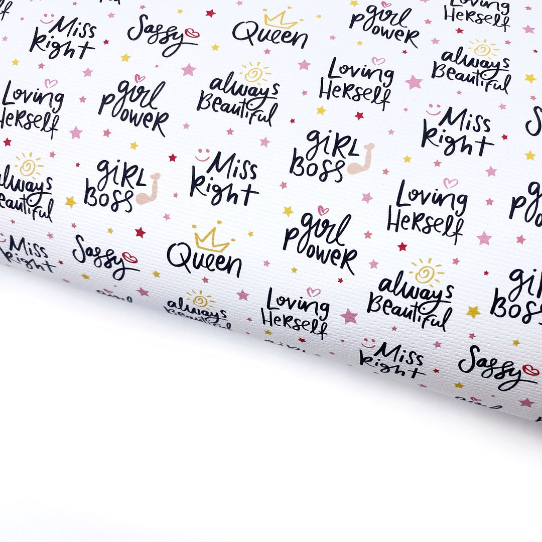 Queen Affirmations Lux Premium Canvas Bow Fabrics