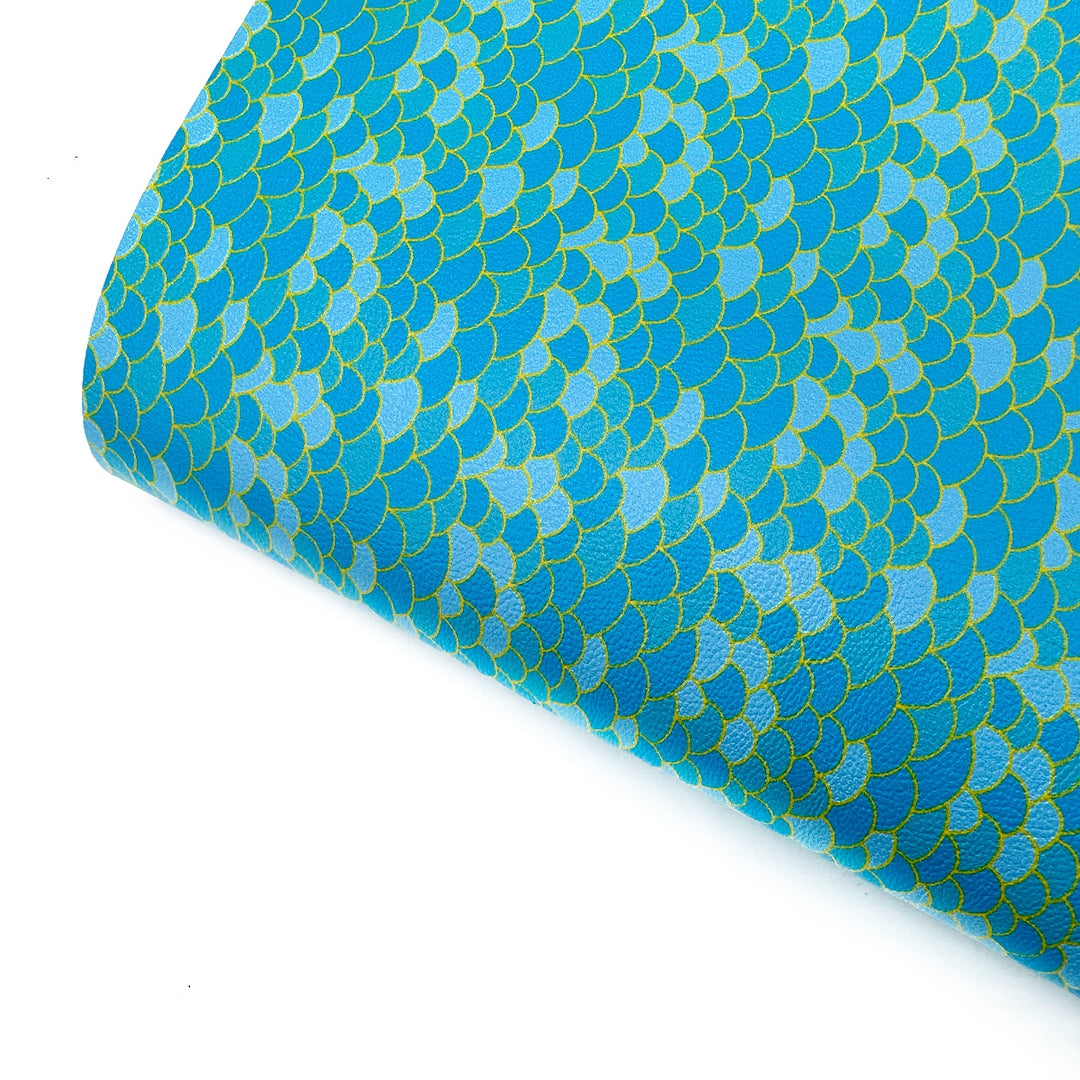 Aquatic Mermaid Scales Premium Faux Leather Fabric Sheets