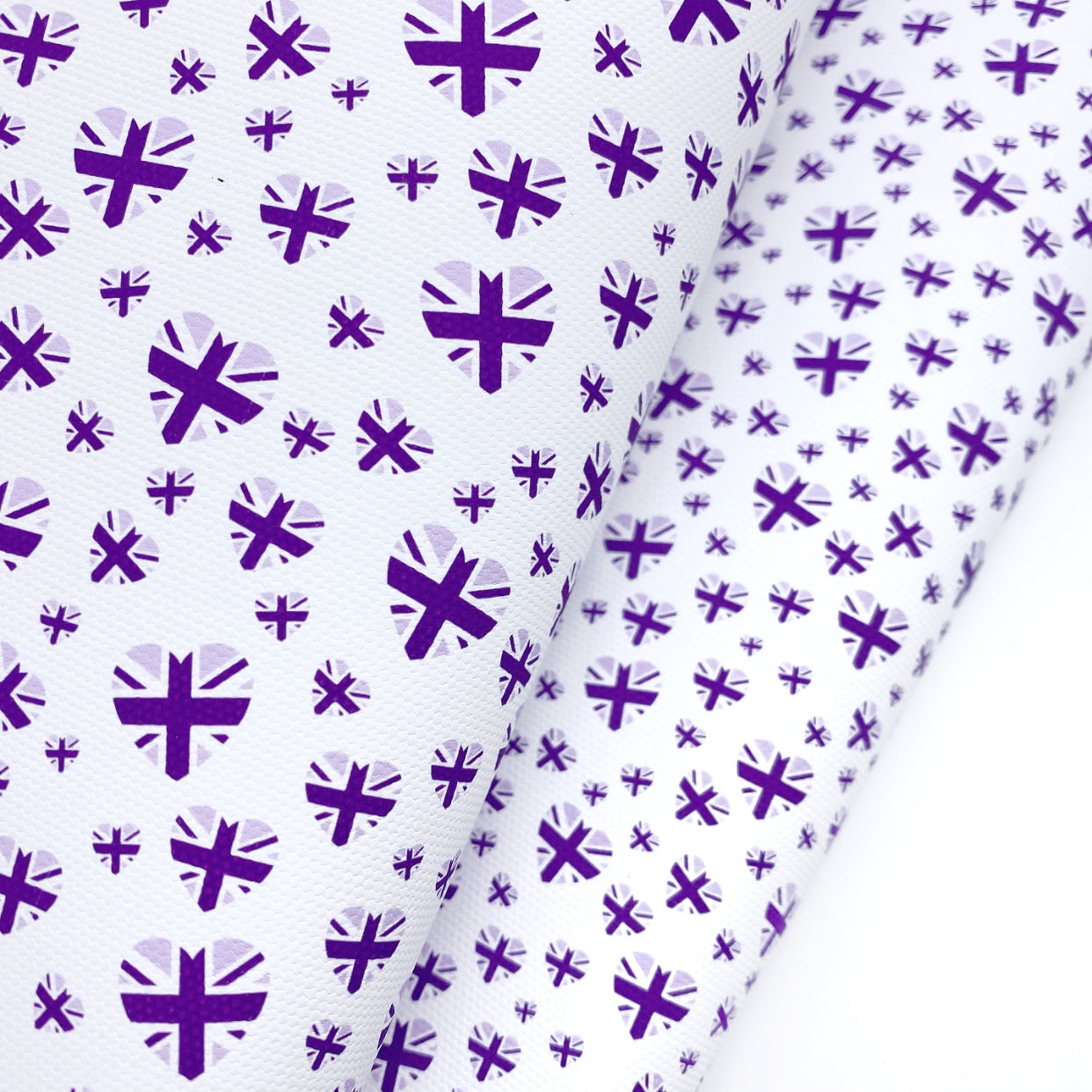 EH Purple Union Jack Hearts Lux Premium Canvas Bow Fabrics