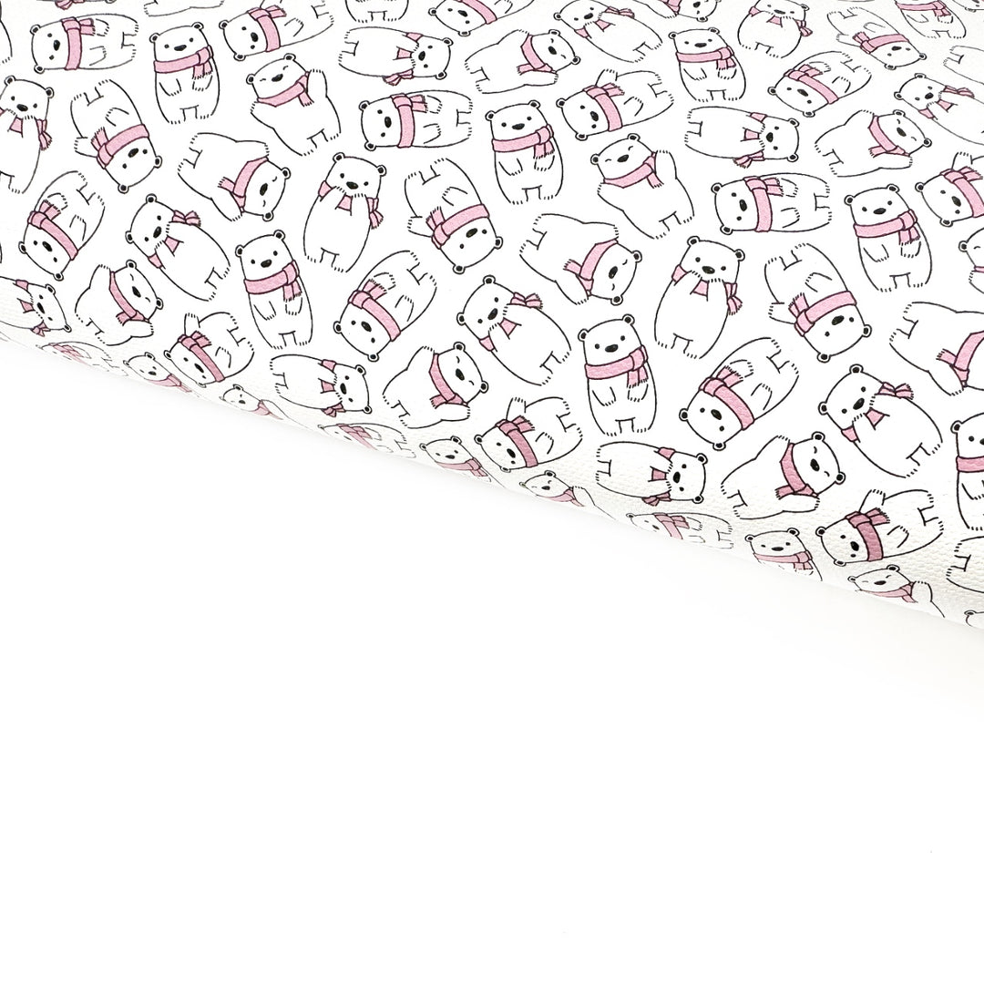 Polly Polar Bear Pink Lux Premium Canvas Bow Fabrics