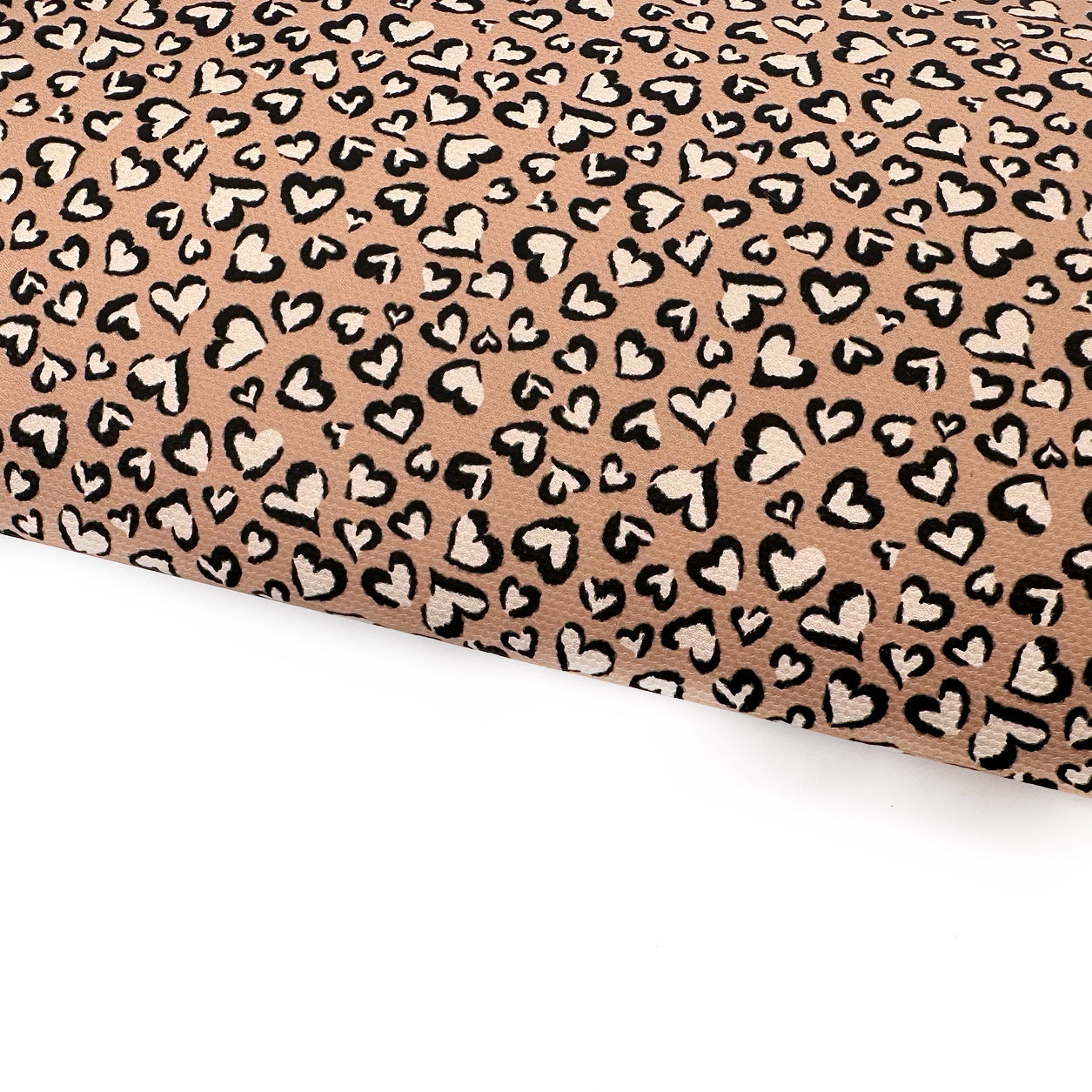 Brown Leopard Hearts Lux Premium Canvas Bow Fabrics