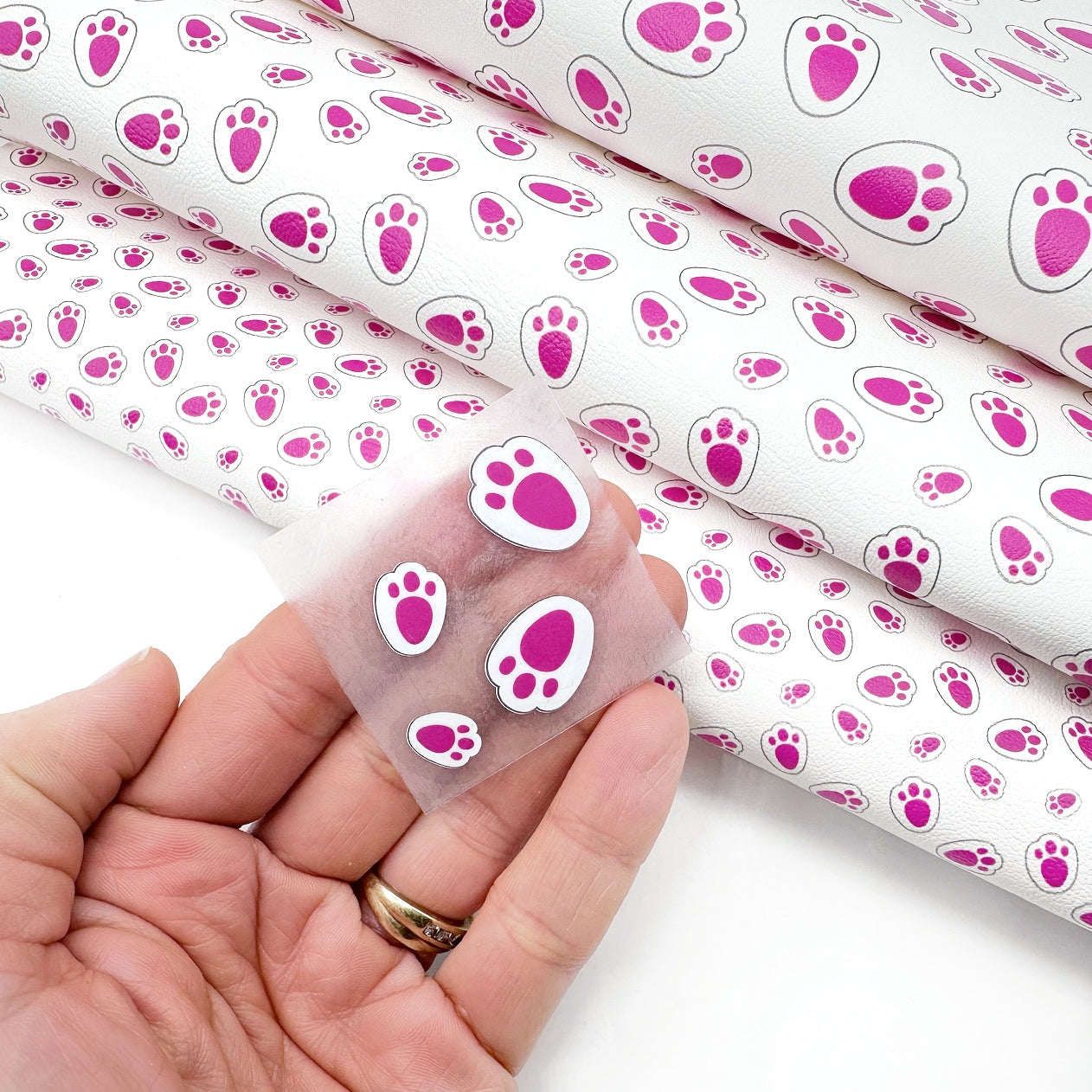 Exclusive Printed Bunny Paws HTV Iron on Bow Transfers- SET of 4