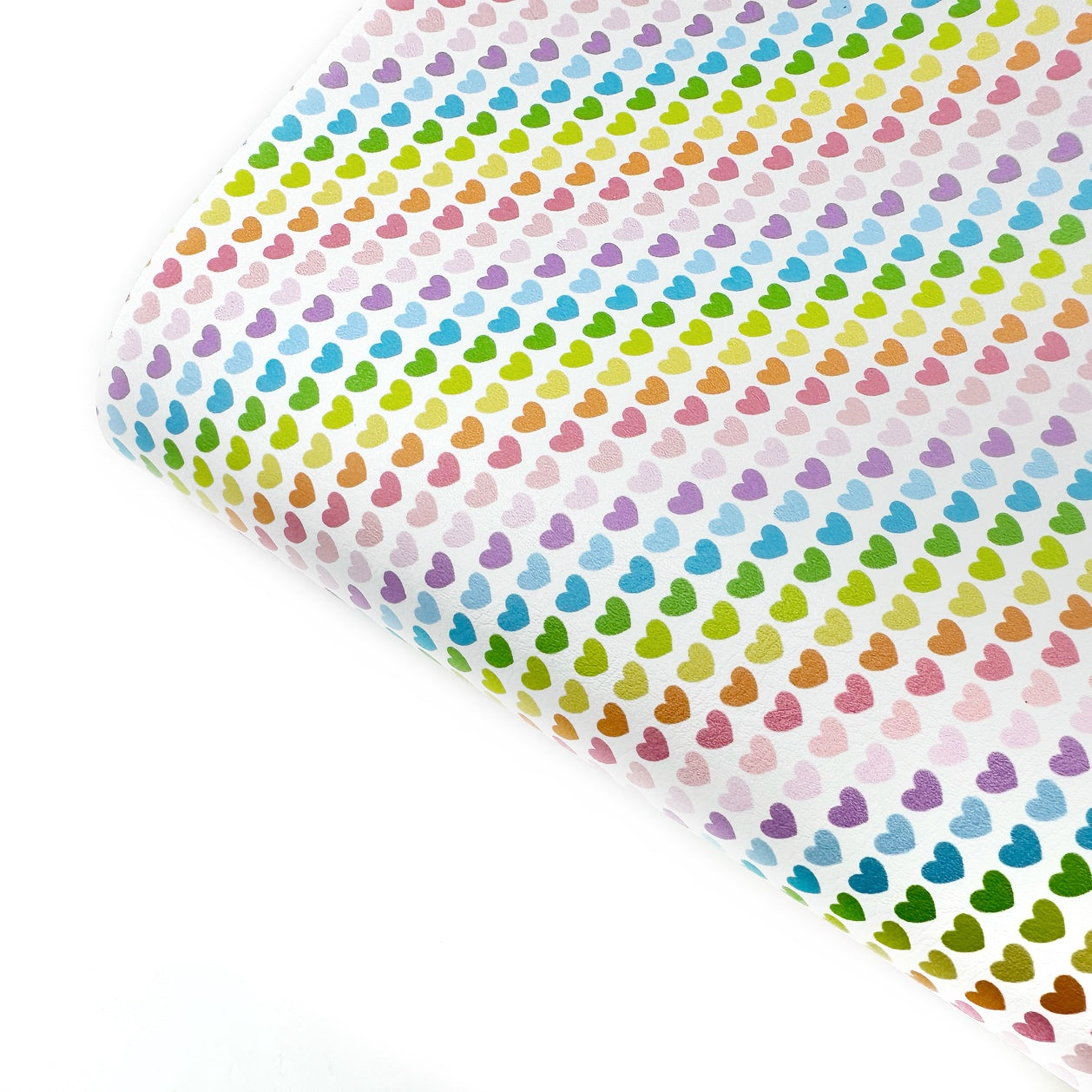 Rainbow Hearts Premium Faux Leather Fabric Sheets