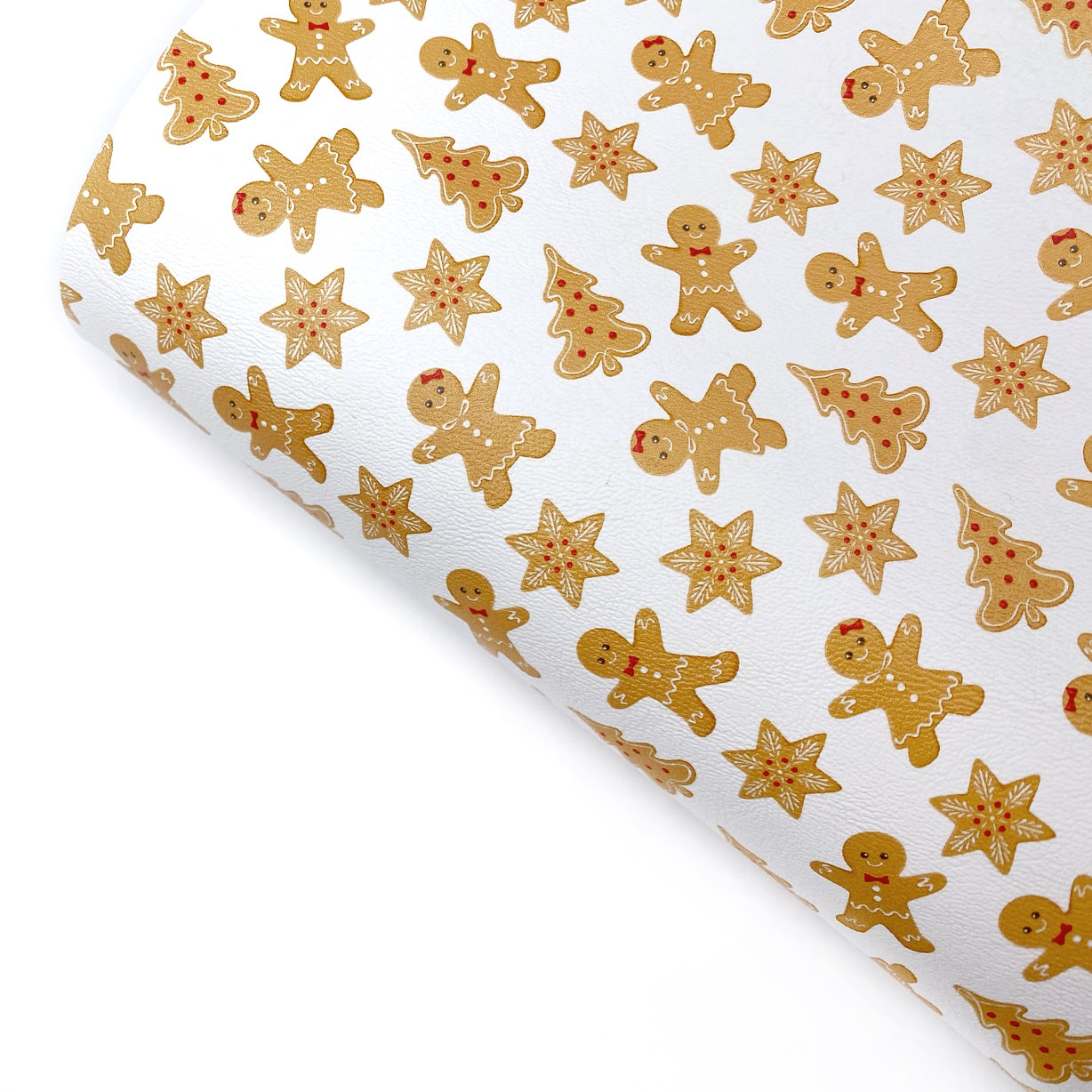Gingerbread Cookies Premium Faux Leather Fabric Sheets
