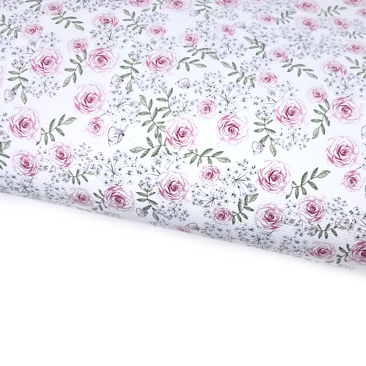 Watercolour Rose Blooms Lux Premium Printed Bow Fabric