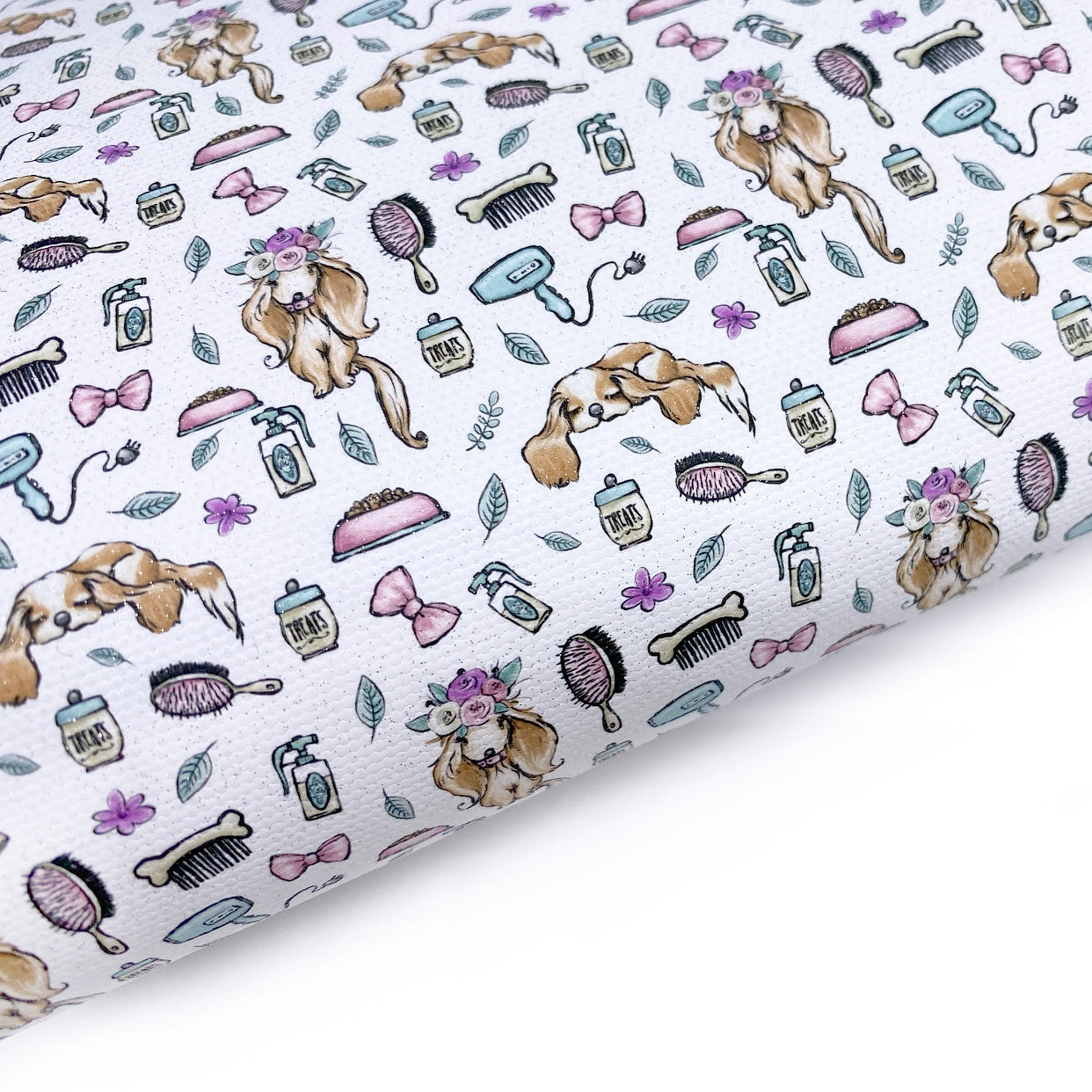 Puppy Beauty Day Lux Premium Canvas Bow Fabrics