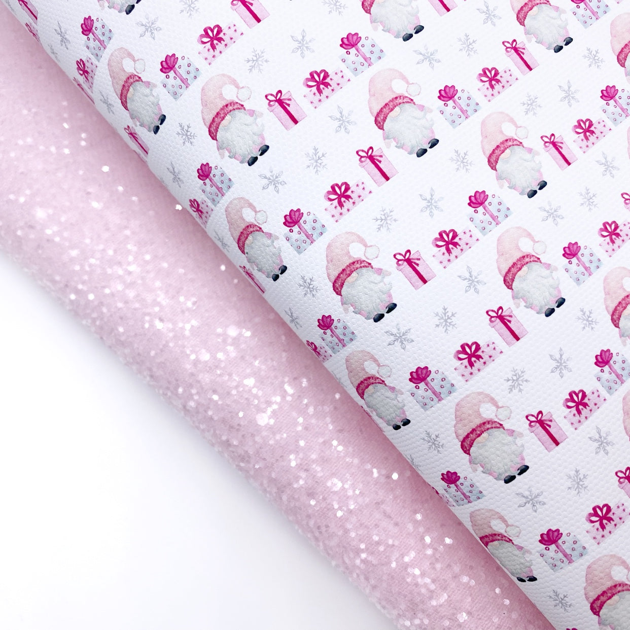 Pink Xmas Present Gonks Lux Premium Canvas Bow Fabrics