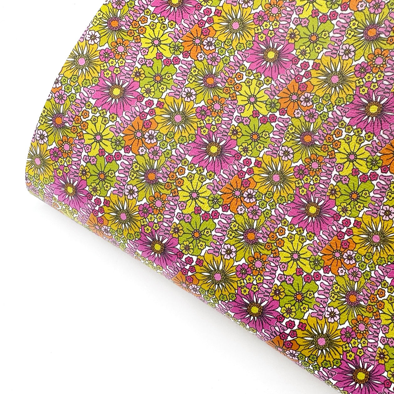 Mama Bright Summer Floral Premium Faux Leather Fabric Sheets