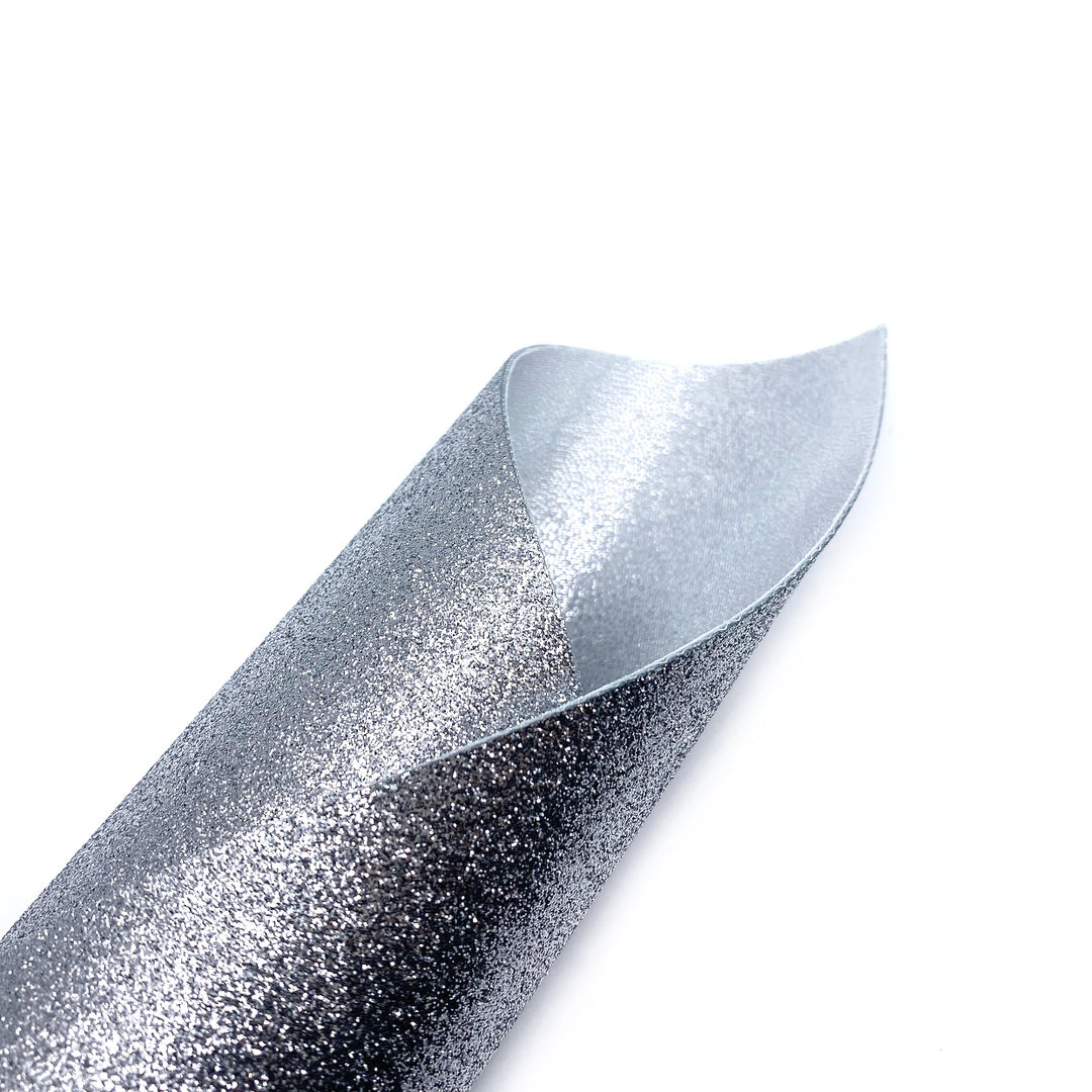 Double Sided Silver Foil & Silver Fine Core Glitter Fabric