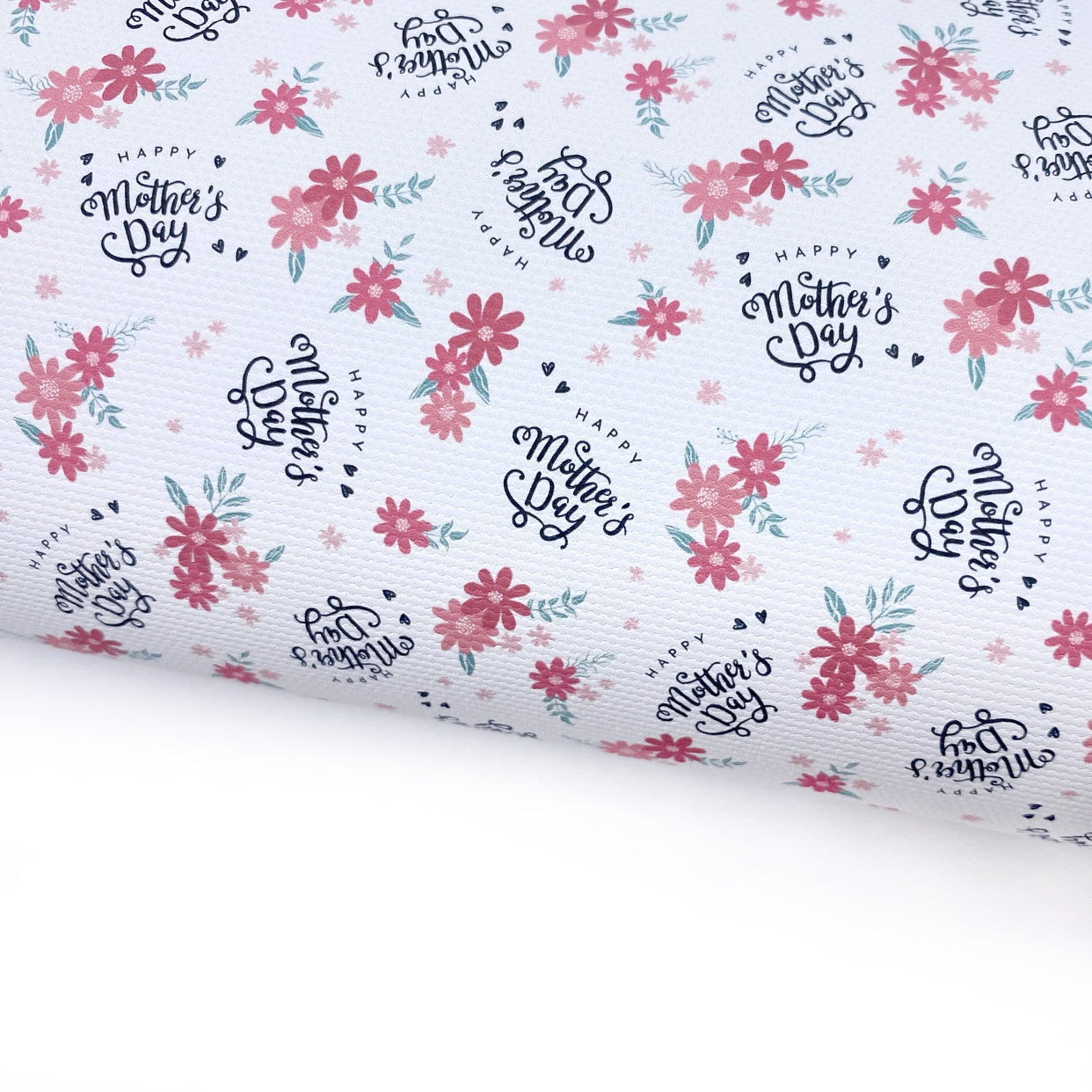 Happy Mothers Day Flowers Lux Premium Printed Bow Fabric