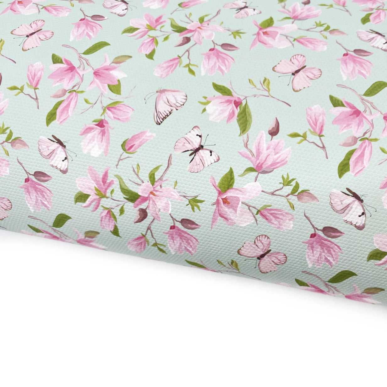 Mint Butterflies Lux Premium Printed Bow Fabric