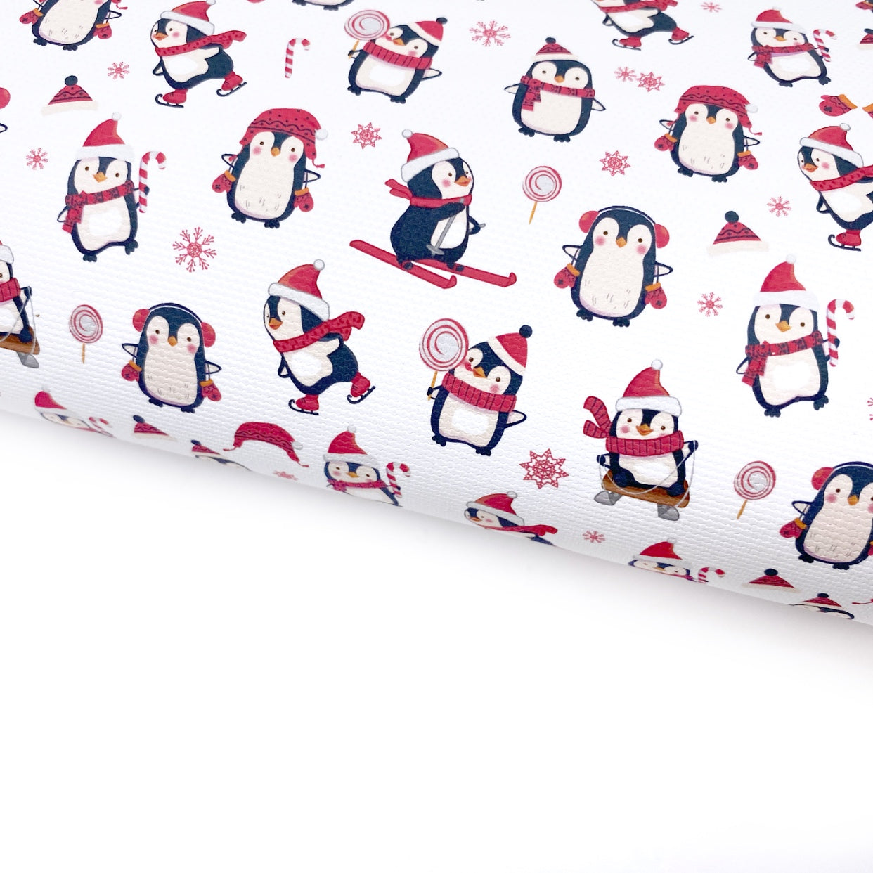 Christmas Penguins Lux Premium Canvas Bow Fabrics