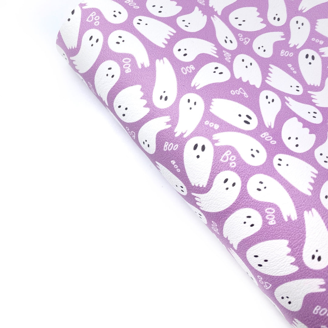 Purple Boo Ghost Premium Faux Leather Fabric Sheets