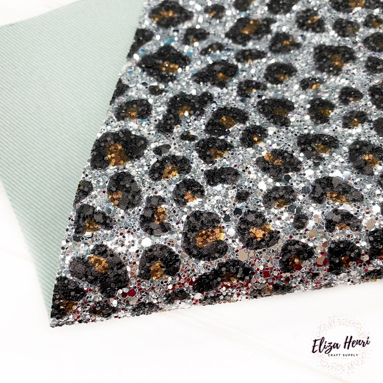 Darling Silver Leopard Lux Premium Chunky Glitter Fabric