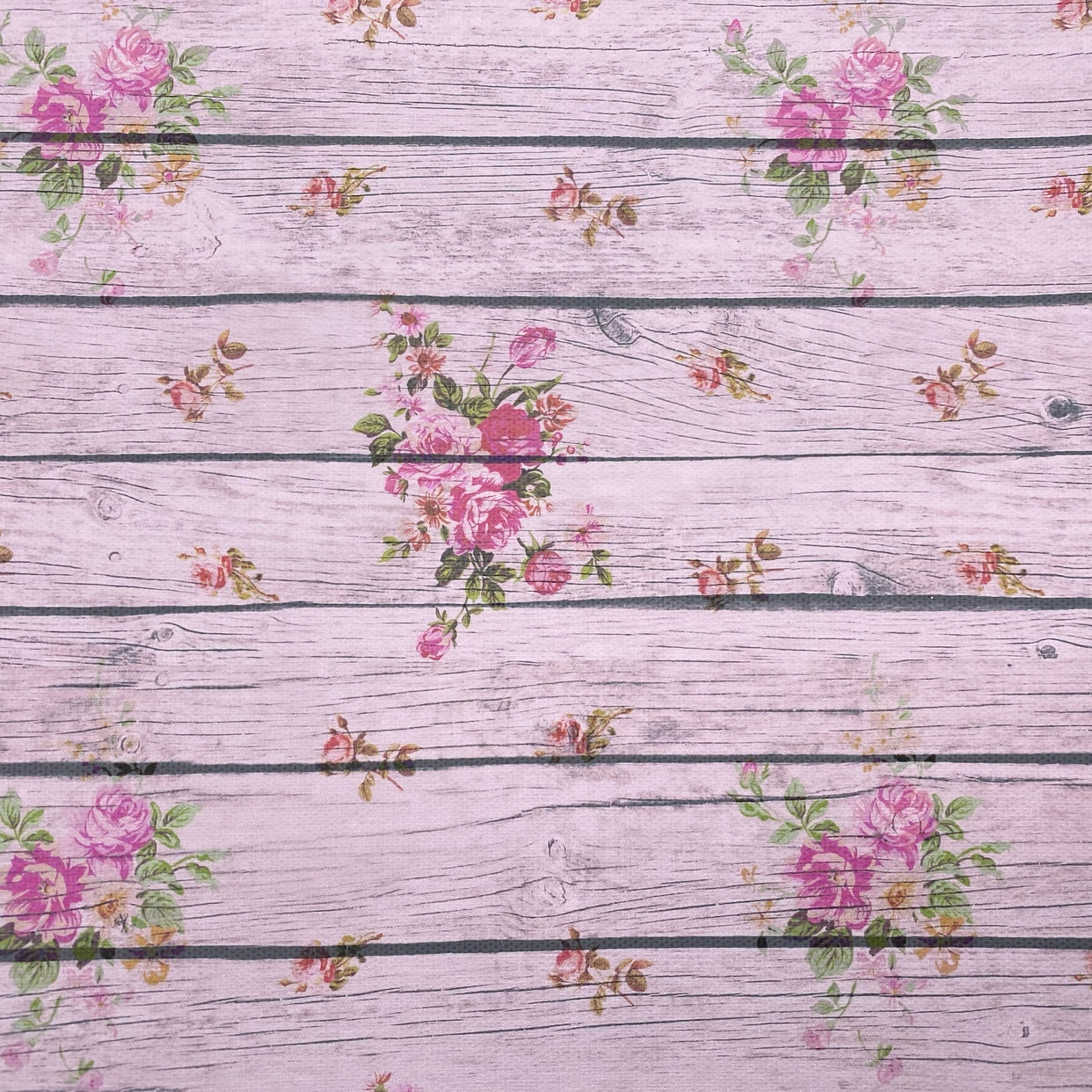 Pretty Pink Floral Wood Effect Canvas Photography Background
