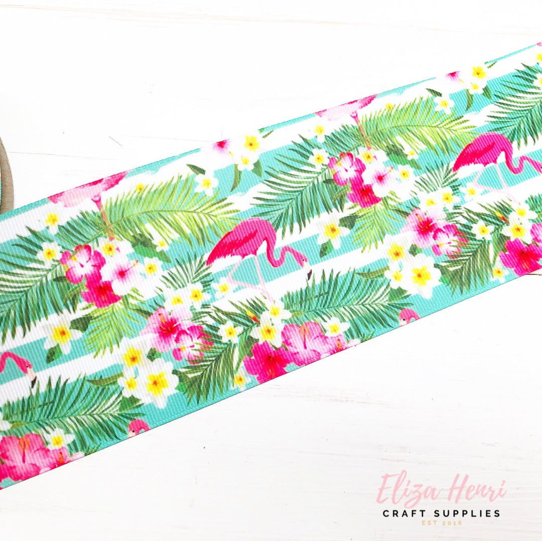 Tropical Flamingo Grosgrain Ribbon 2'' or 3''