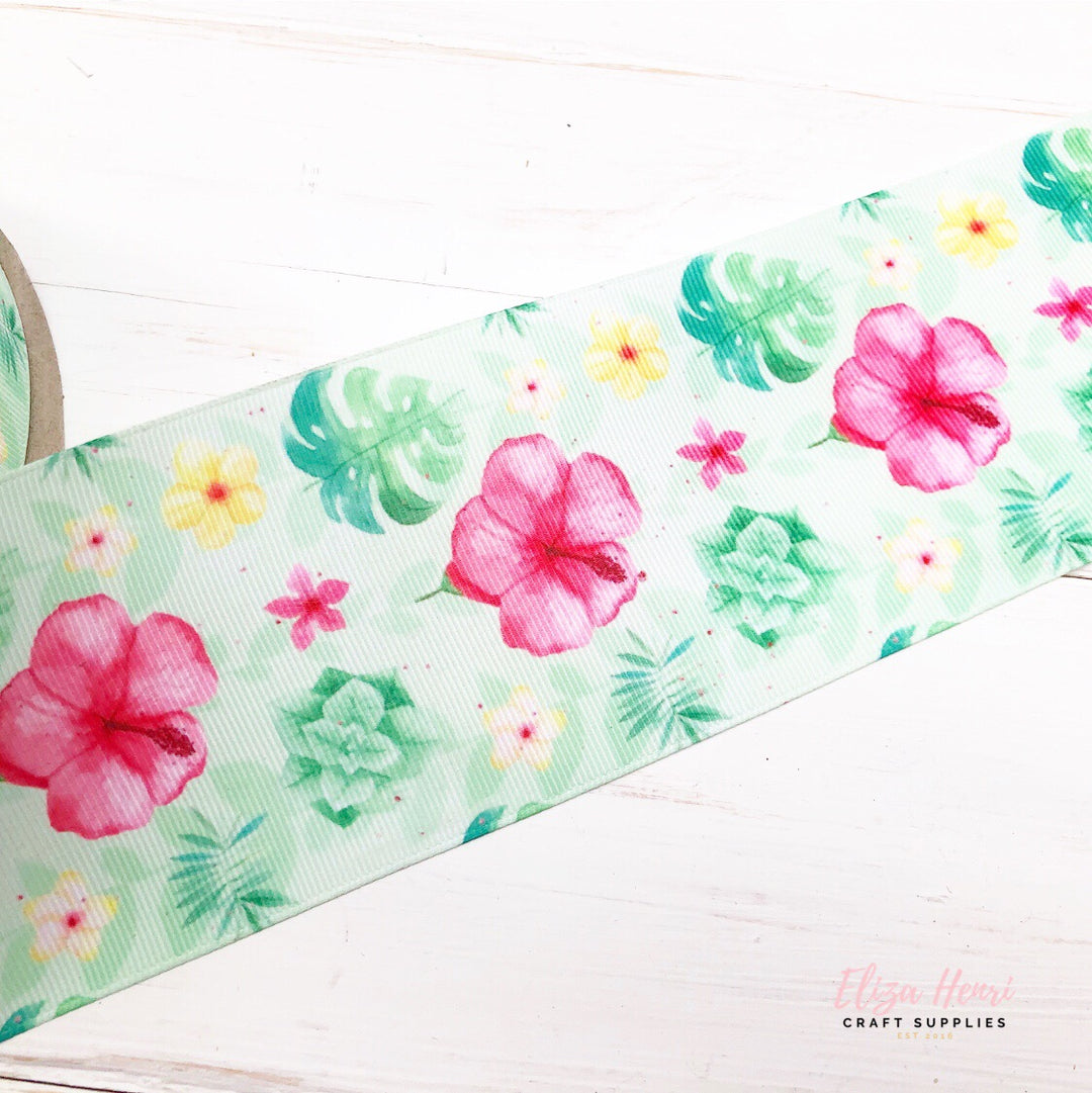 Tropical Florals Grosgrain Ribbon 2'' or 3''