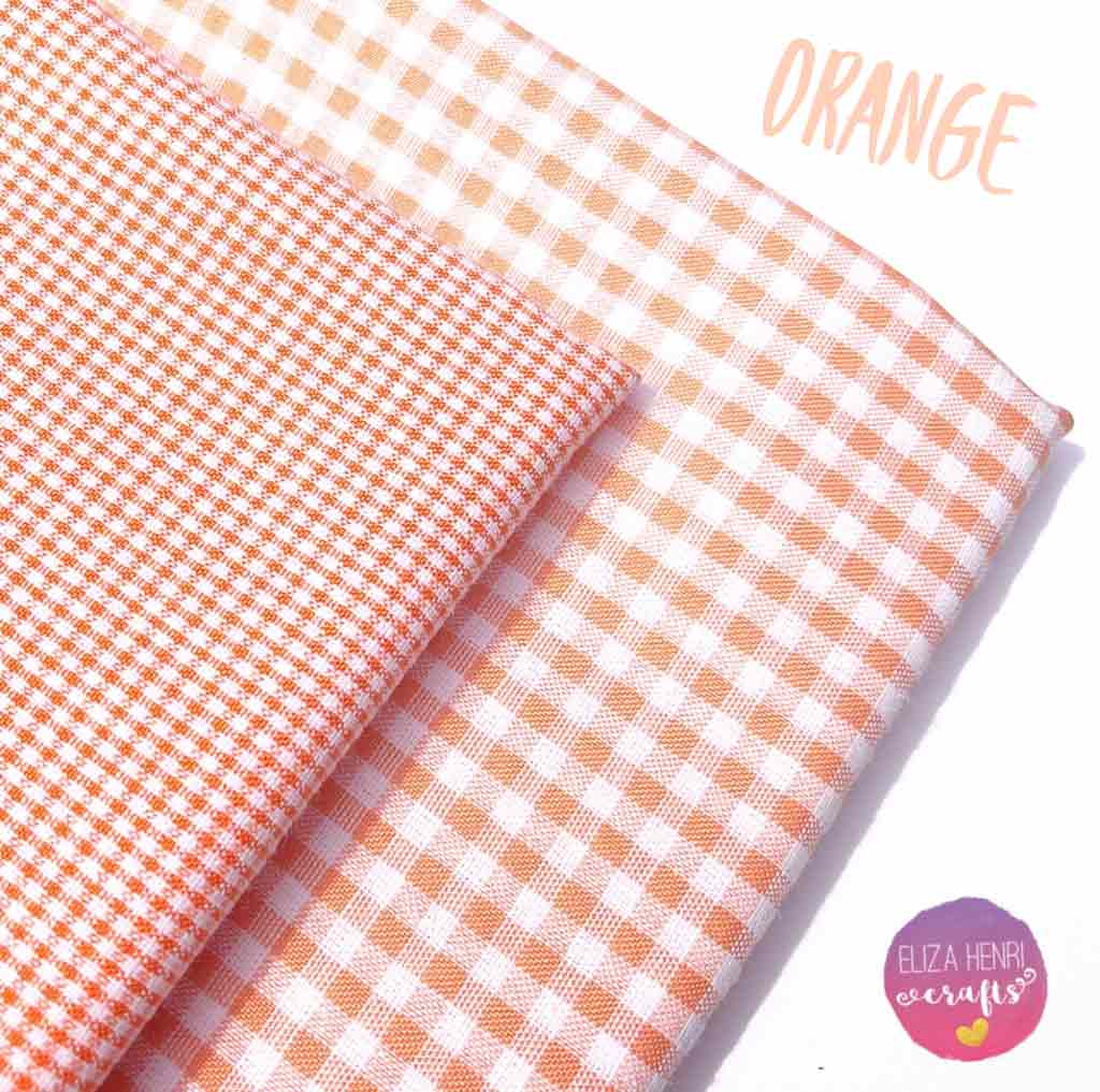 orange gingham fabric felt