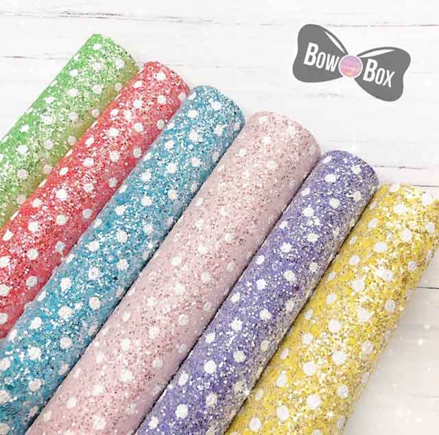 Pastel Polka Dot Chunky Glitter Fabrics