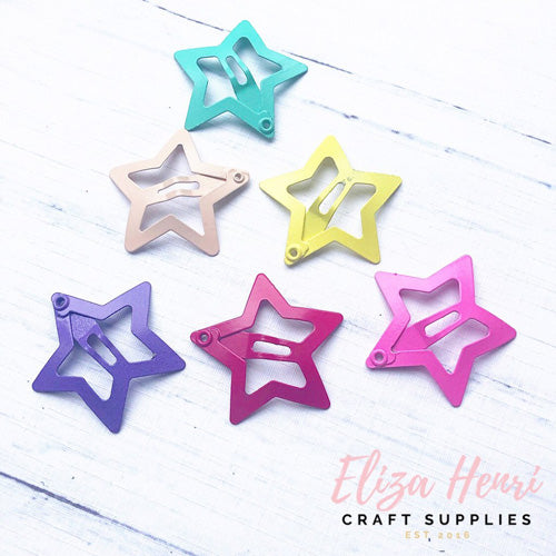 Pastel Coloured Star Snap Clips- Pack of 6